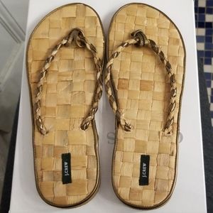 New J Crew woven leather and bamboo flip flop